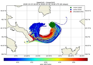 ILIAD simulation de dérive de nappe de pétrole